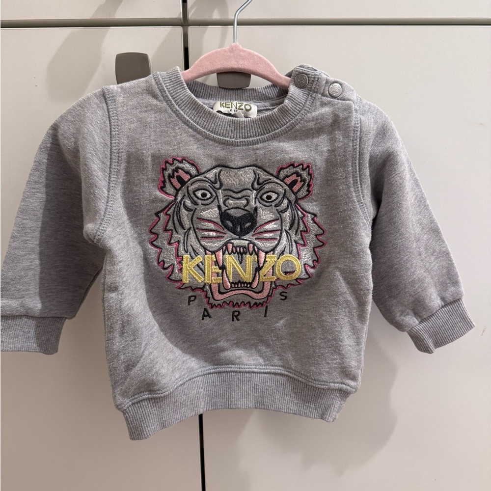 Kenzo Kids Gray Sweatshirt with Tiger Design